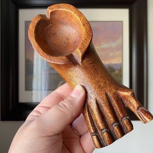 Vintage wooden foot ashtray